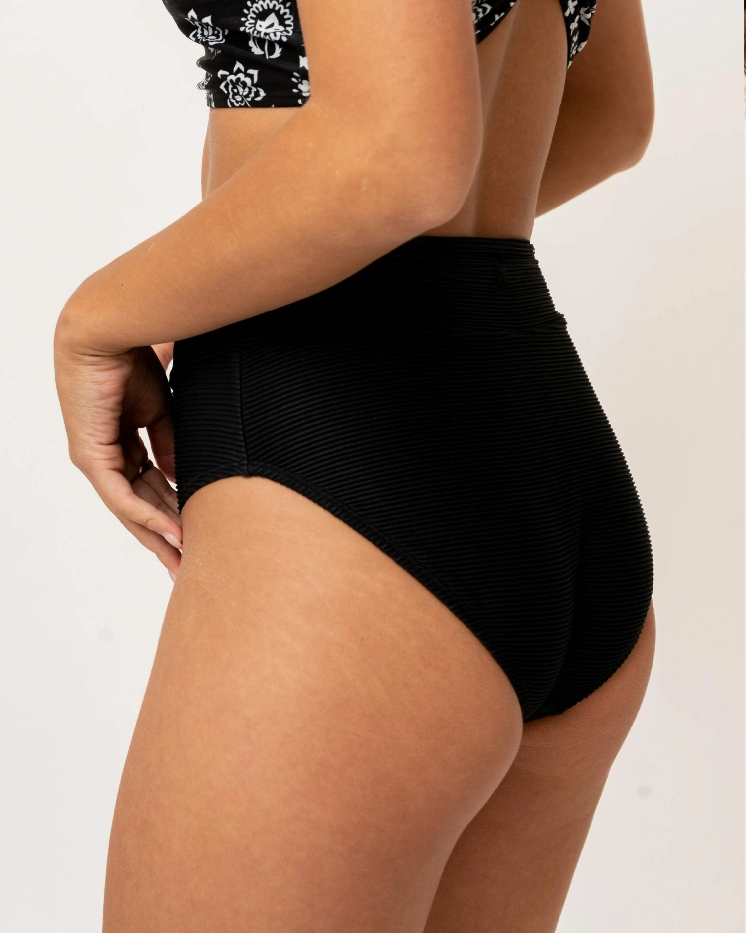 Textured Black Mid Rise Bottom - Image 2