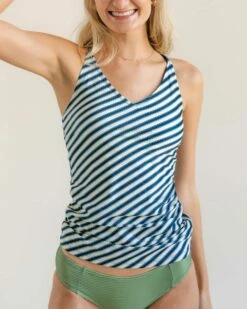Coastal Stripe V-Neck Tankini