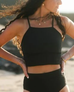 Textured Black Midkini